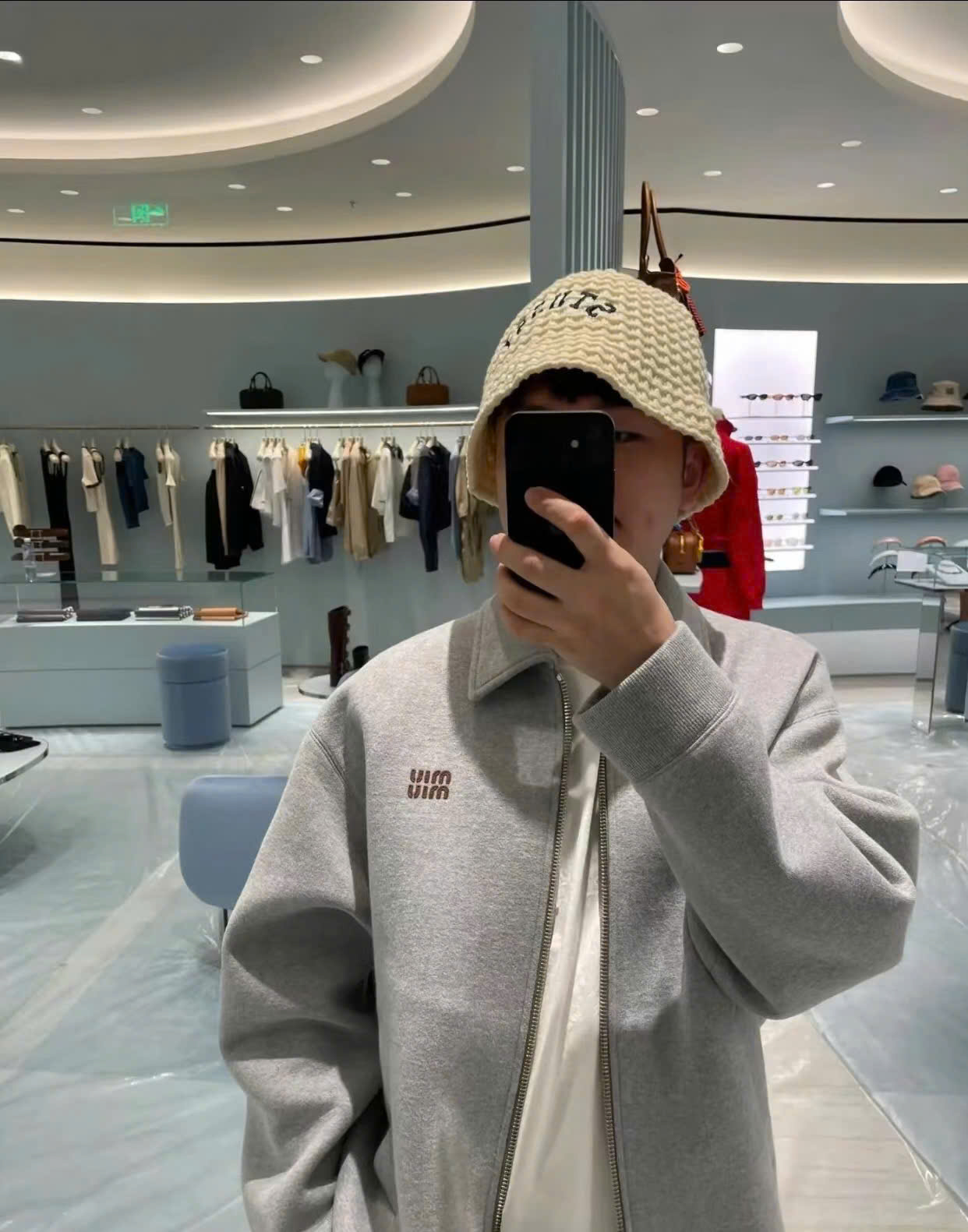 ÁO KHOÁC MIUMIU JERSEY BLOUSON (GREY)