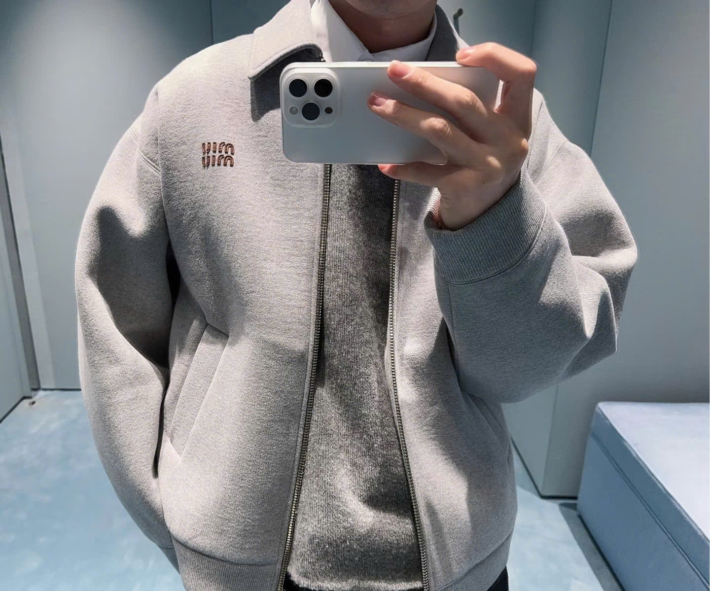 ÁO KHOÁC MIUMIU JERSEY BLOUSON (GREY)