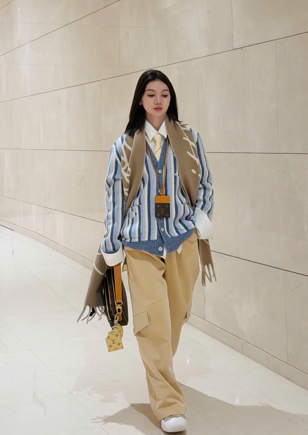 ÁO CARDIGAN LOUIS VUITTON STRIPE RIBBEL (BLUE)