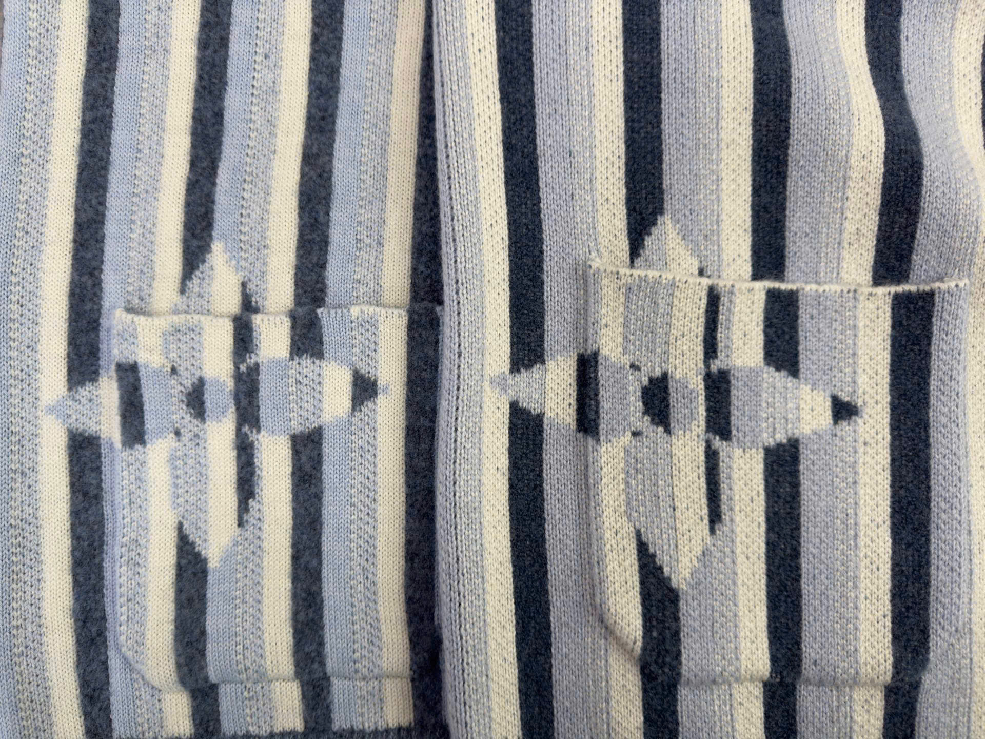 ÁO CARDIGAN LOUIS VUITTON STRIPE RIBBEL (BLUE)