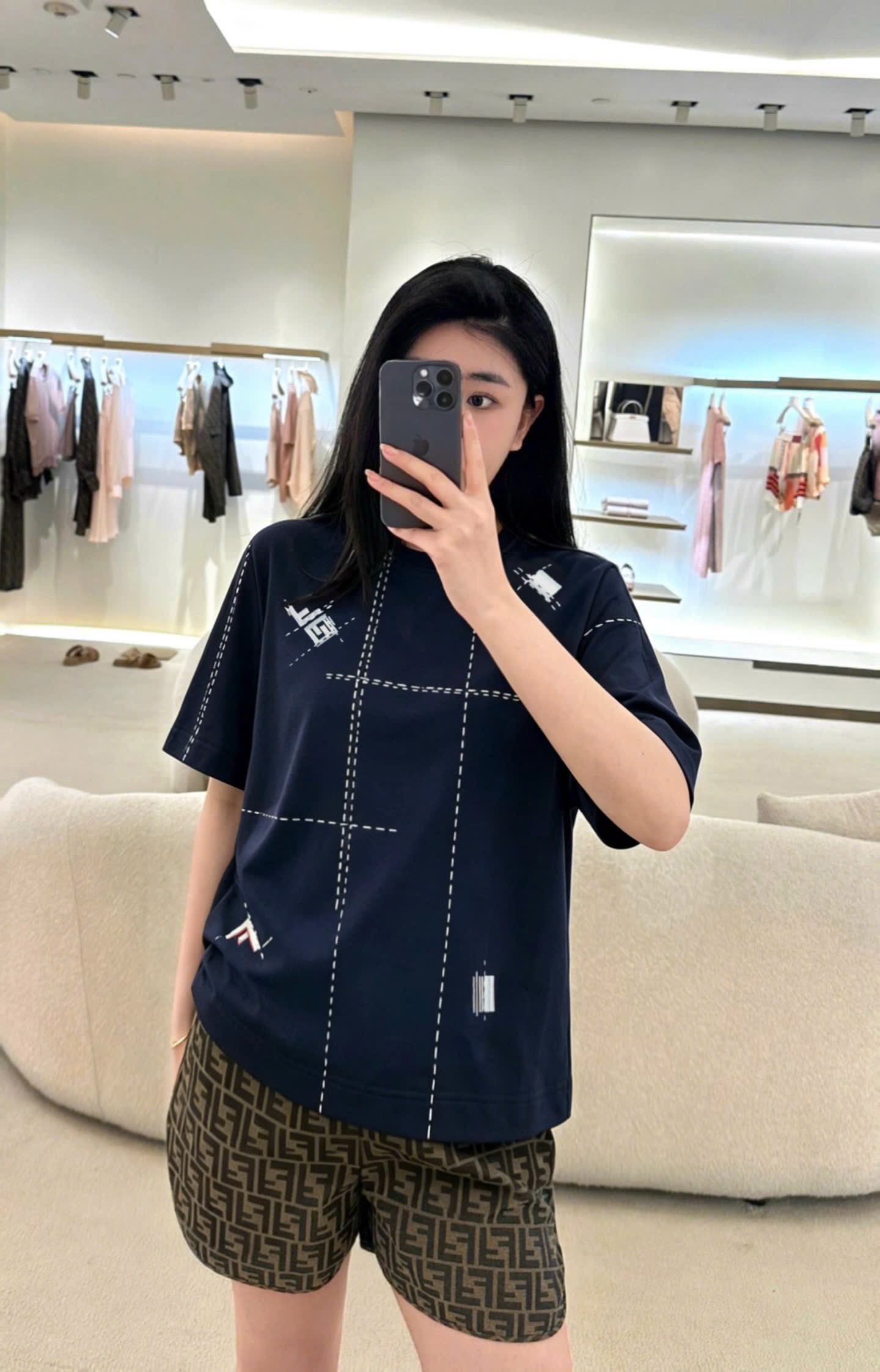 ÁO THUN FENDI CHECK (DARK BLUE)