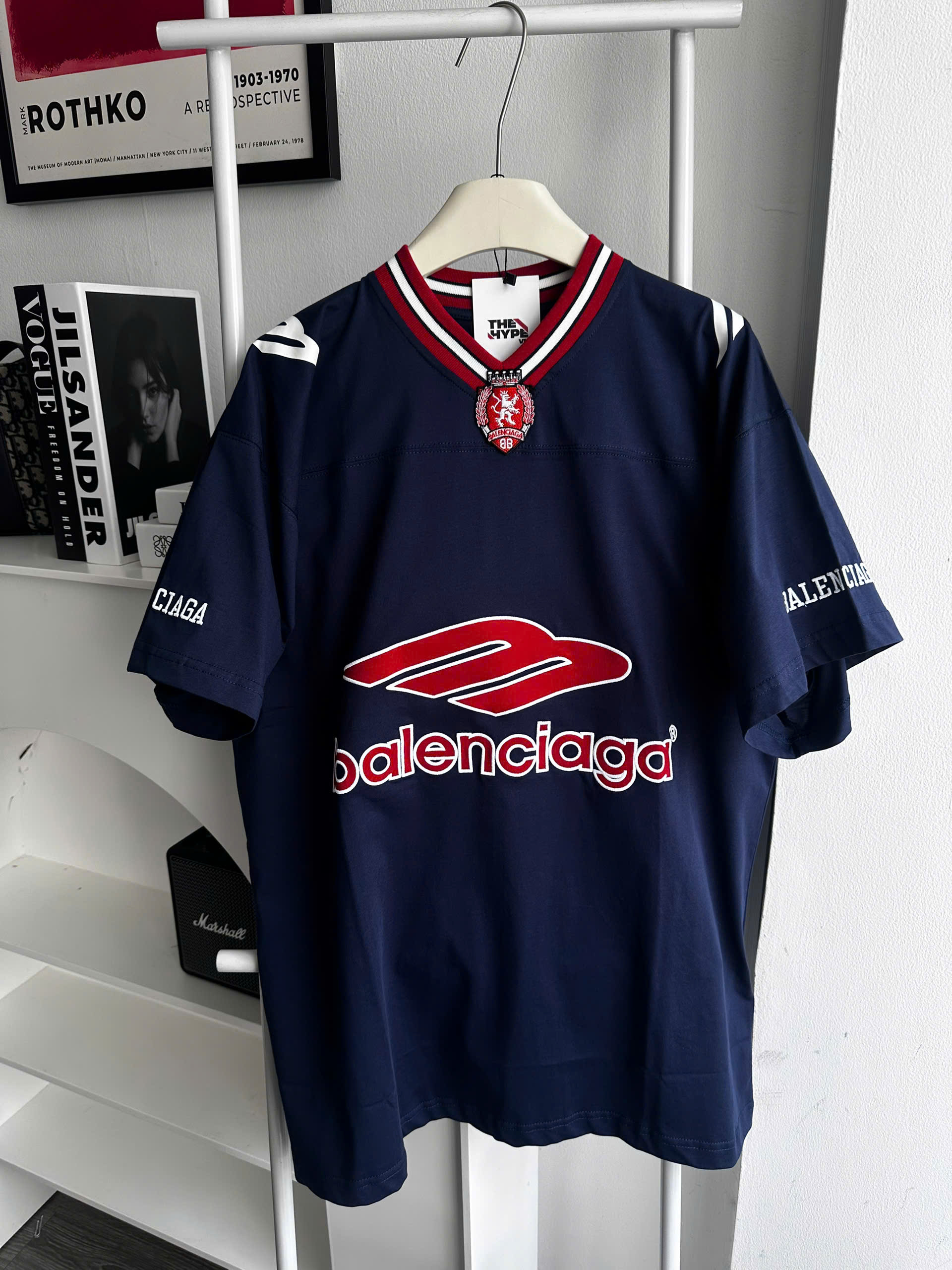 ÁO BALENCIAGA 3B FOOTBALL OVERSIZED T-SHIRTS(NAVY)