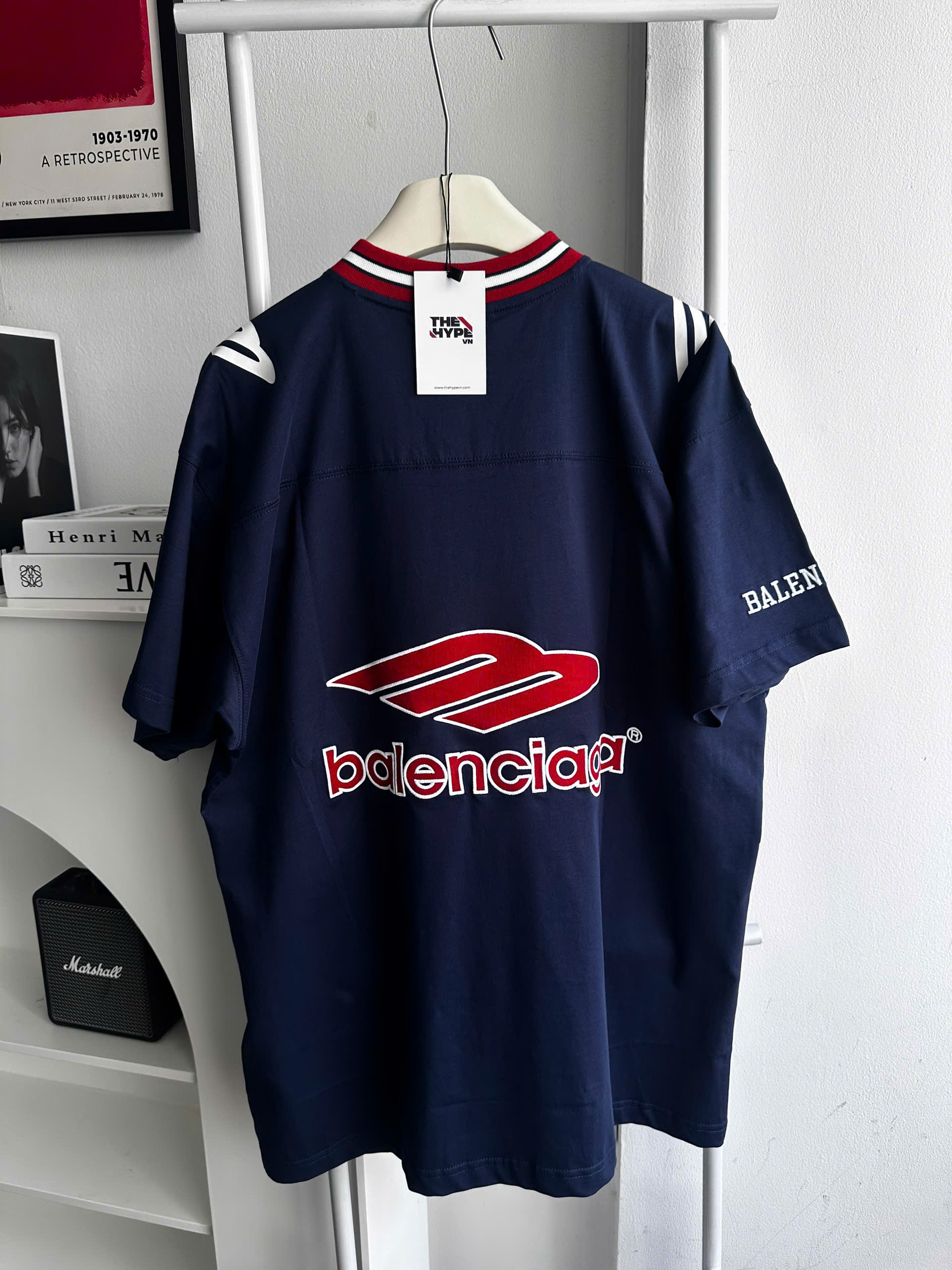 ÁO BALENCIAGA 3B FOOTBALL OVERSIZED T-SHIRTS(NAVY)