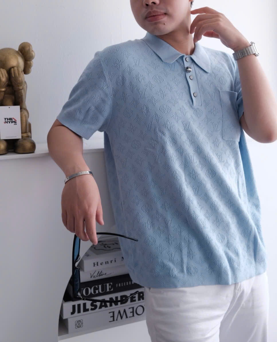 ÁO POLO LOUIS VUITTON POINTELLE MONOGRAM (BABY BLUE)