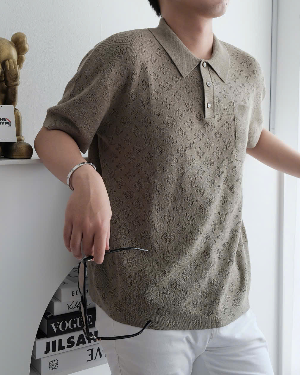 ÁO POLO LOUIS VUITTON POINTELLE MONOGRAM (GREEN)
