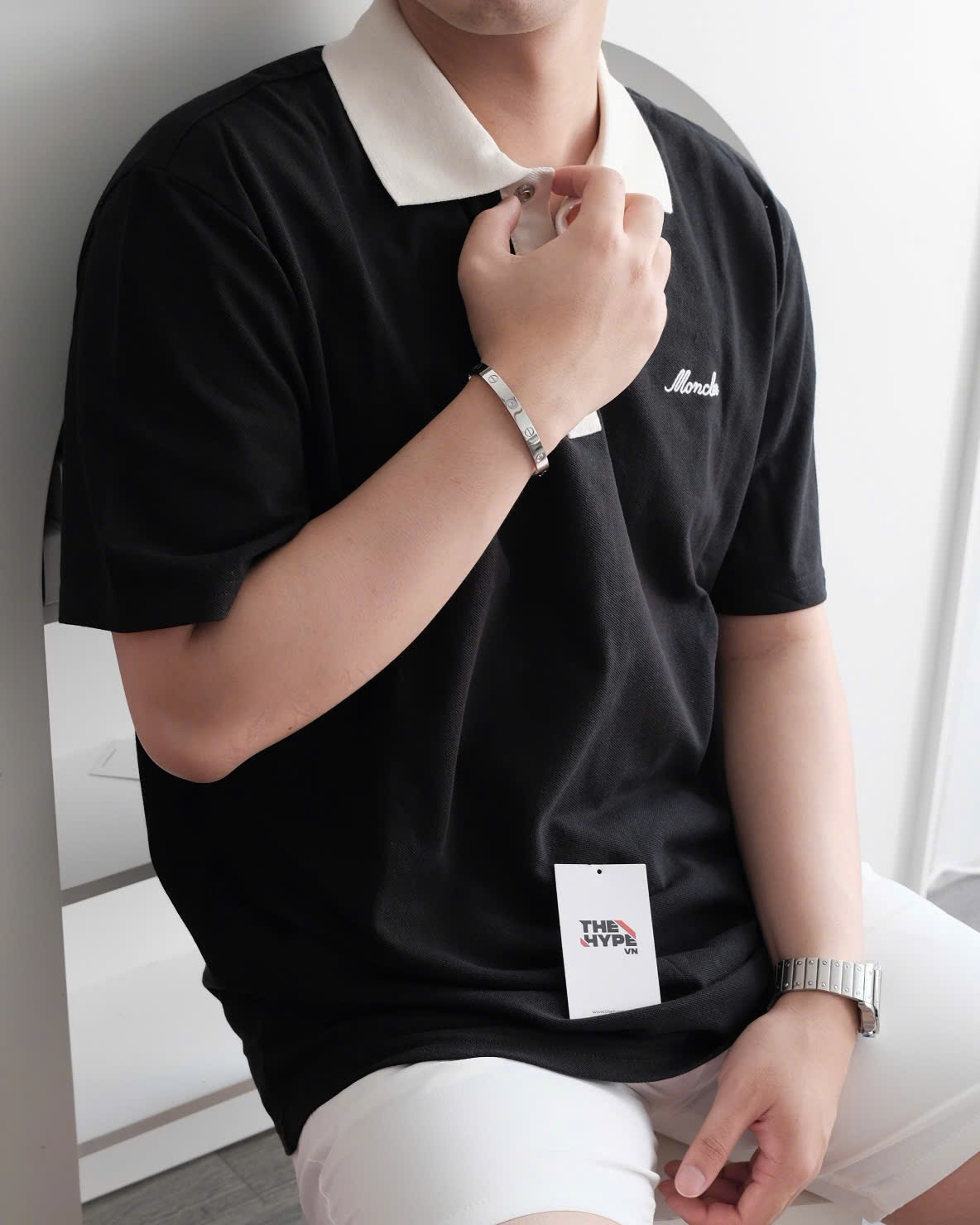 ÁO POLO MONCLER PIQUET SCRIPT LOGO (BLACK)