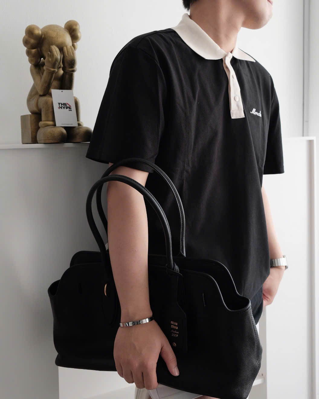 ÁO POLO MONCLER PIQUET SCRIPT LOGO (BLACK)