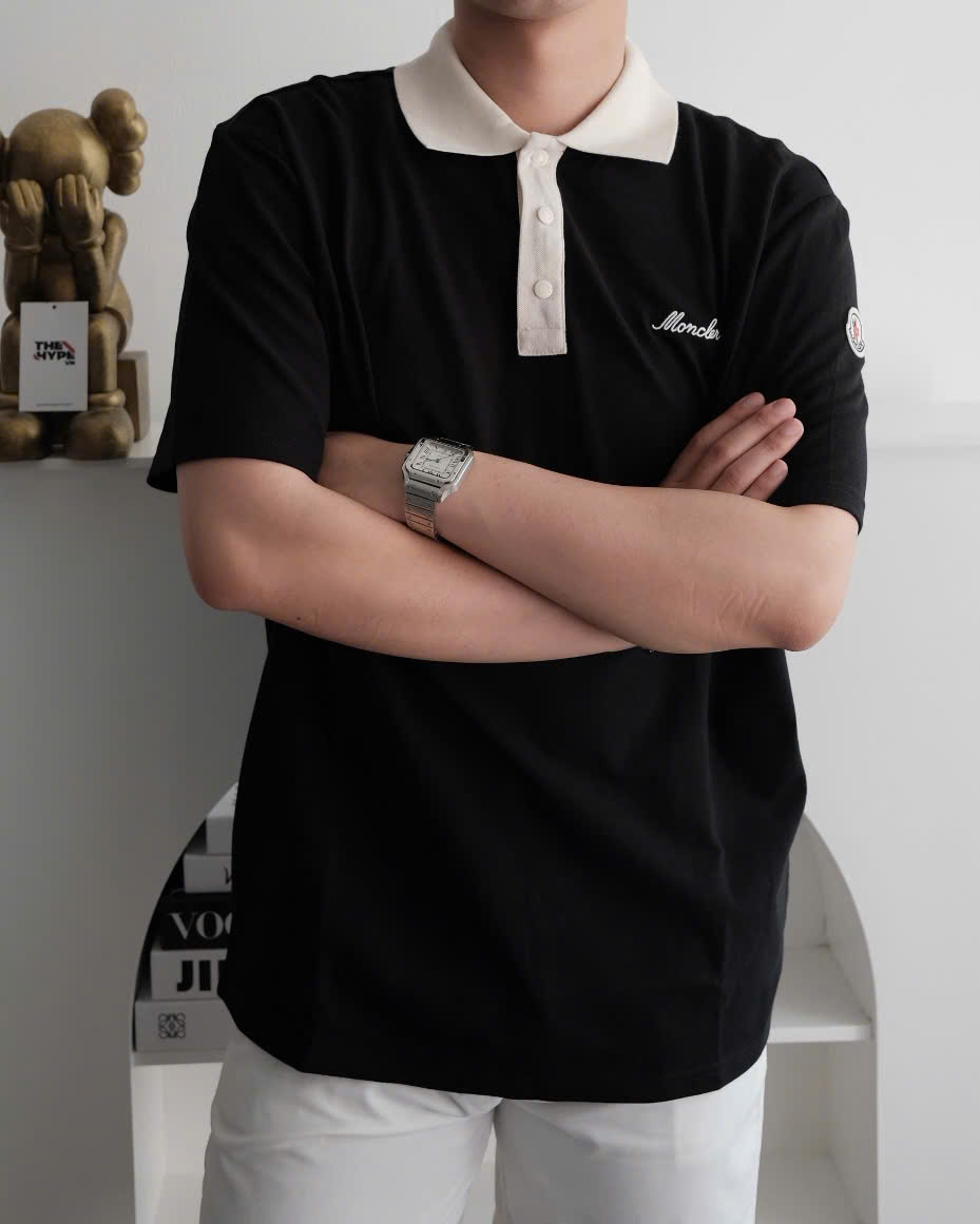 ÁO POLO MONCLER PIQUET SCRIPT LOGO (BLACK)