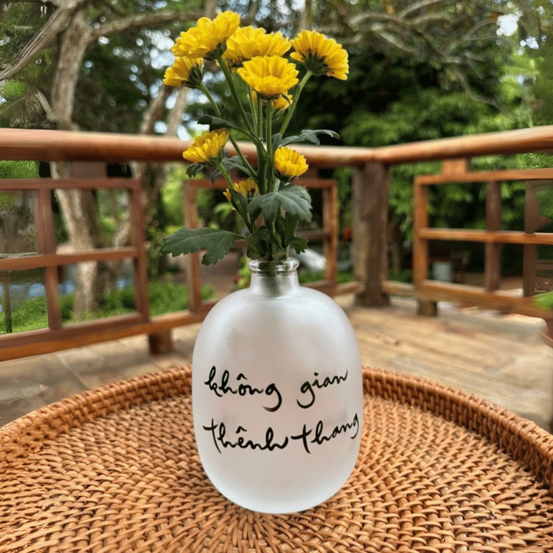 BÌNH HOA THUỶ TINH THƯ PHÁP VẼ TAY - SIZE LỚN
