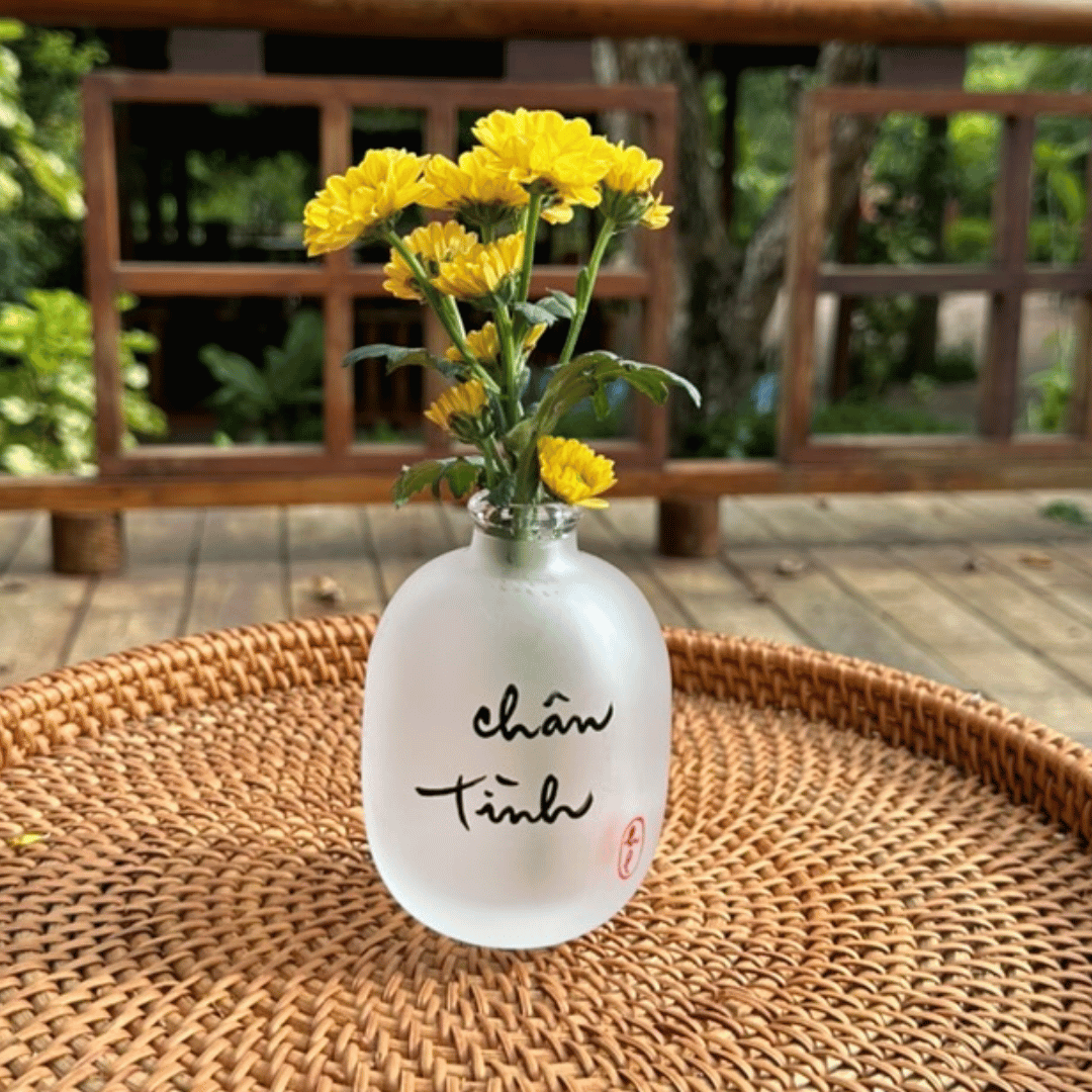 BÌNH HOA THUỶ TINH THƯ PHÁP VẼ TAY - SIZE NHỎ