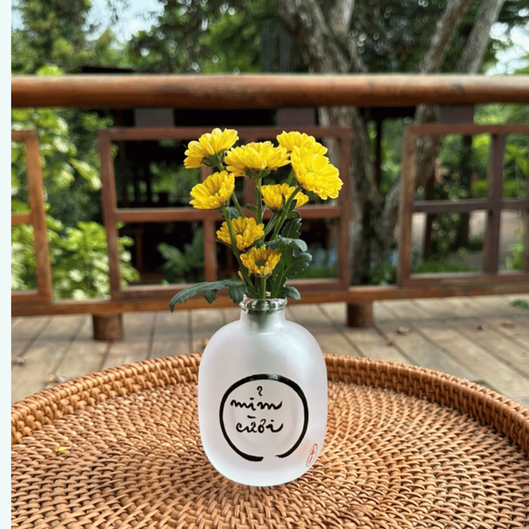 BÌNH HOA THUỶ TINH THƯ PHÁP VẼ TAY - SIZE NHỎ