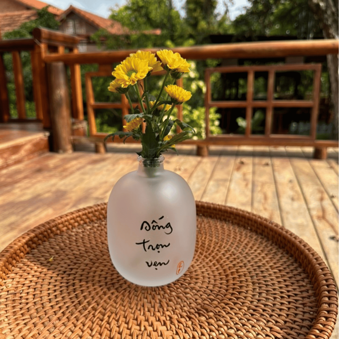 BÌNH HOA THUỶ TINH THƯ PHÁP VẼ TAY - SIZE LỚN