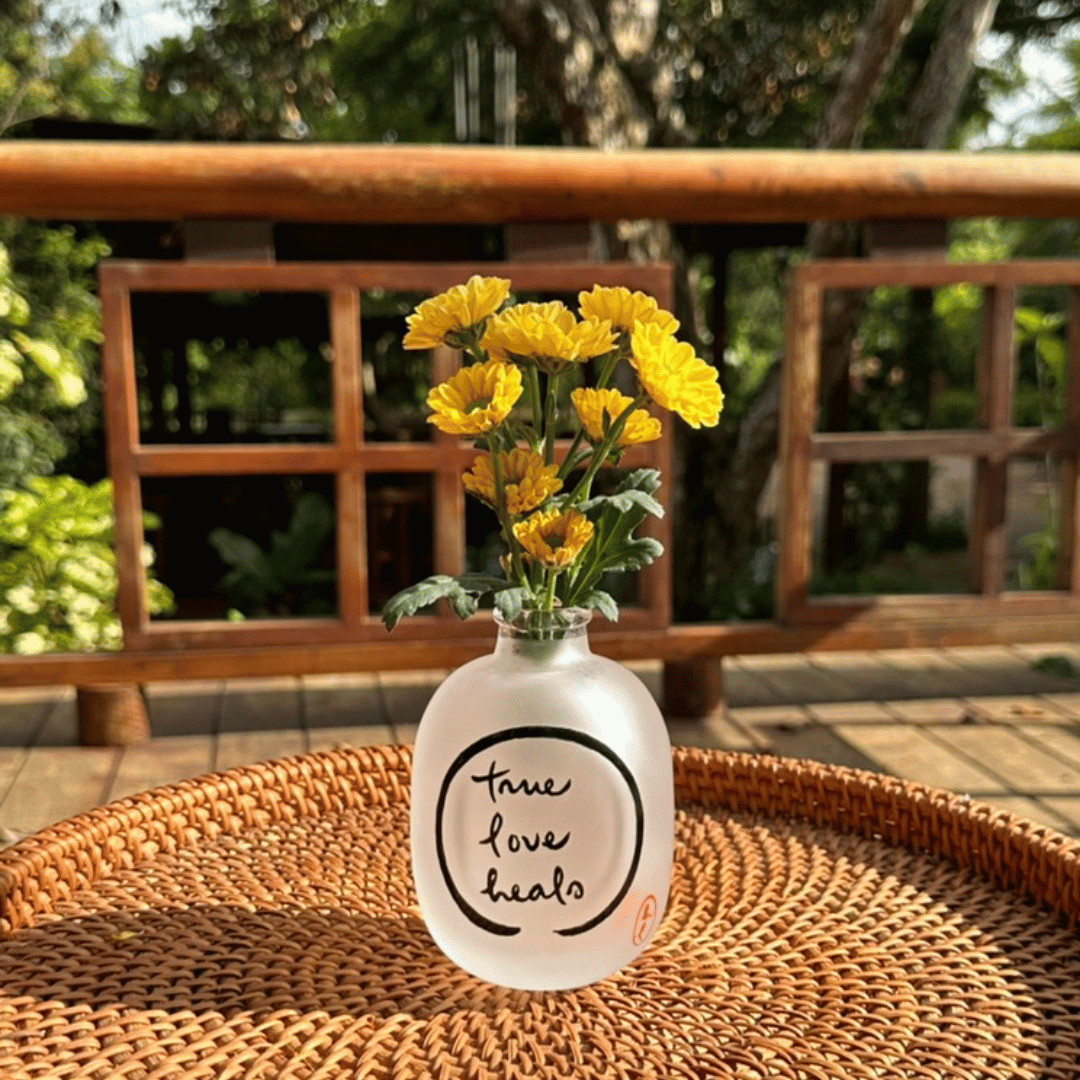 BÌNH HOA THUỶ TINH THƯ PHÁP VẼ TAY - SIZE NHỎ