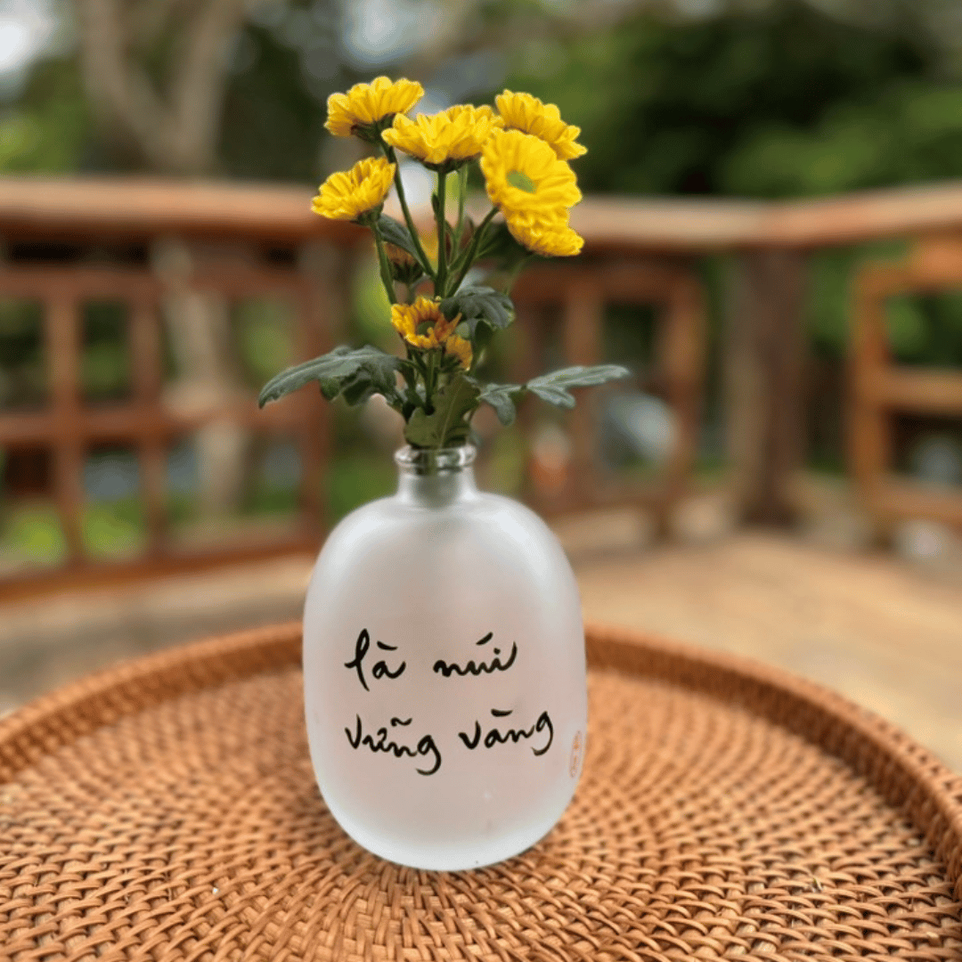 BÌNH HOA THUỶ TINH THƯ PHÁP VẼ TAY - SIZE LỚN