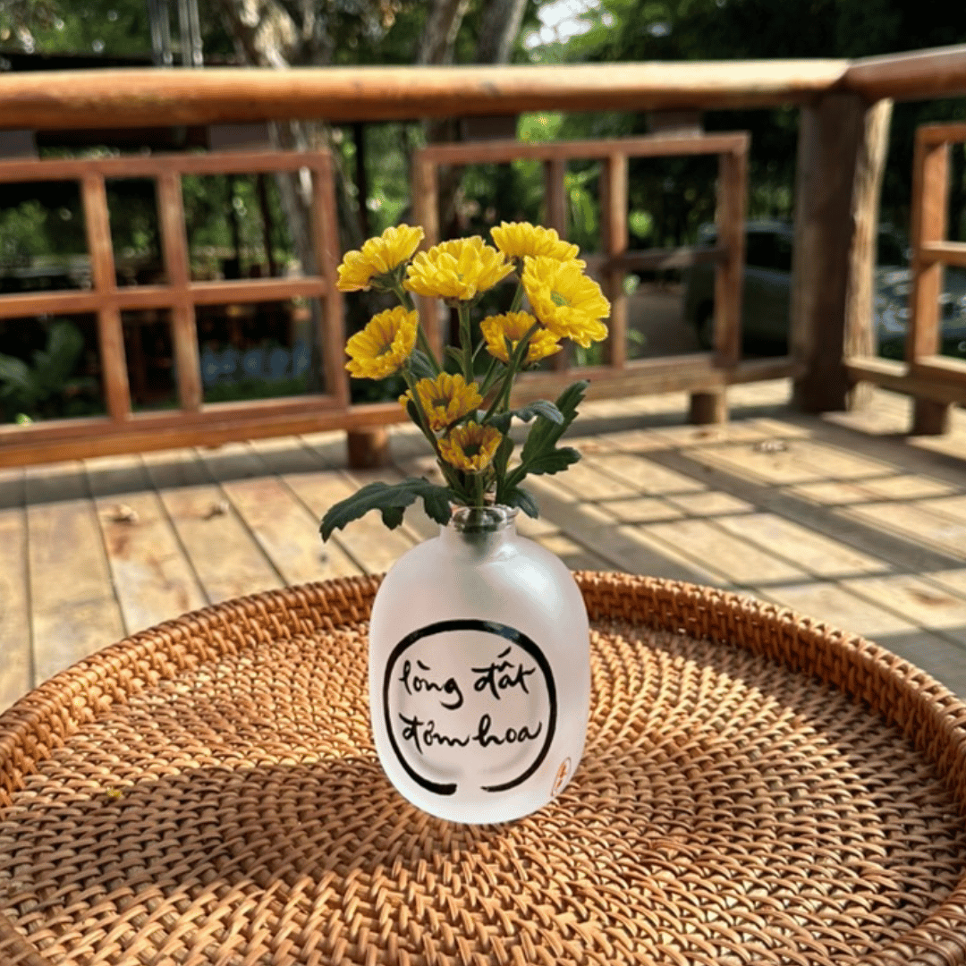 BÌNH HOA THUỶ TINH THƯ PHÁP VẼ TAY - SIZE NHỎ