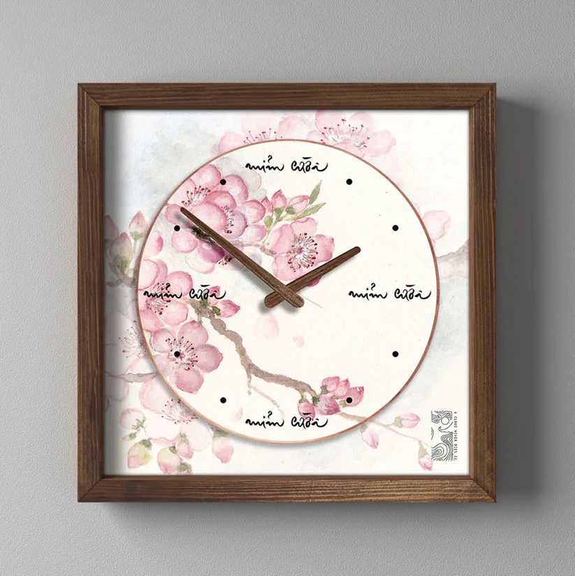 ĐỒNG HỒ - IN TRANH THƯ PHÁP VUÔNG 40x40