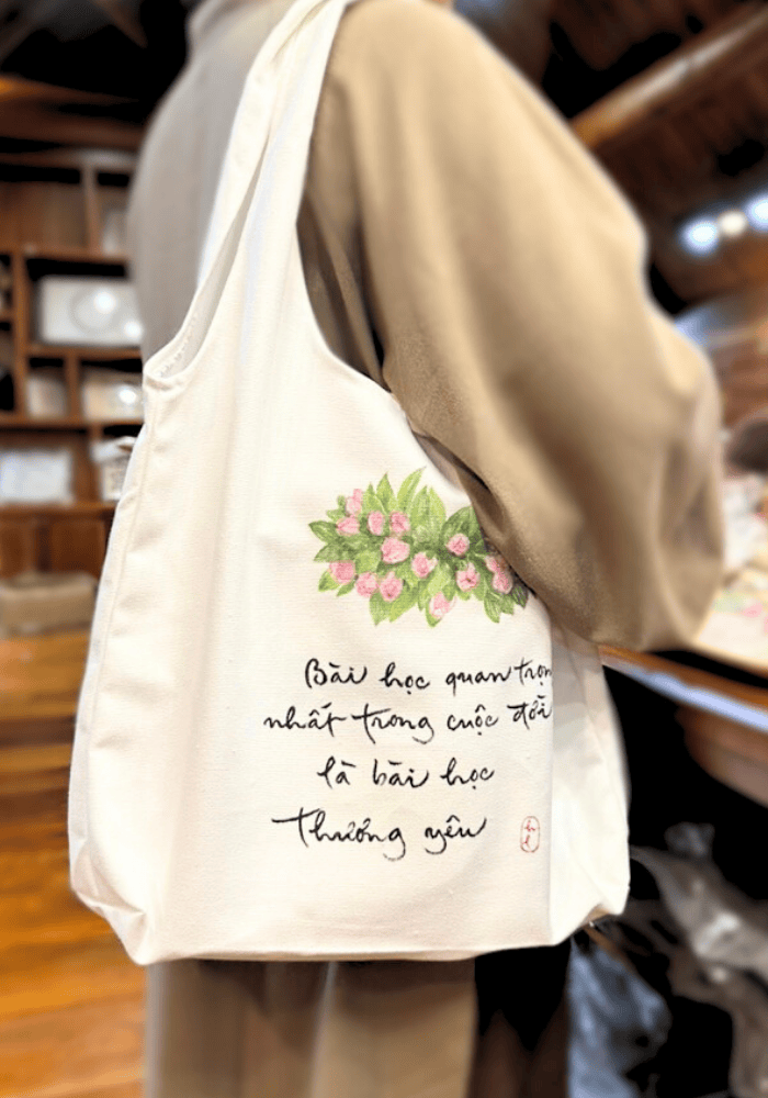 TÚI CANVAS MỎNG ĐEO VAI VẼ TAY