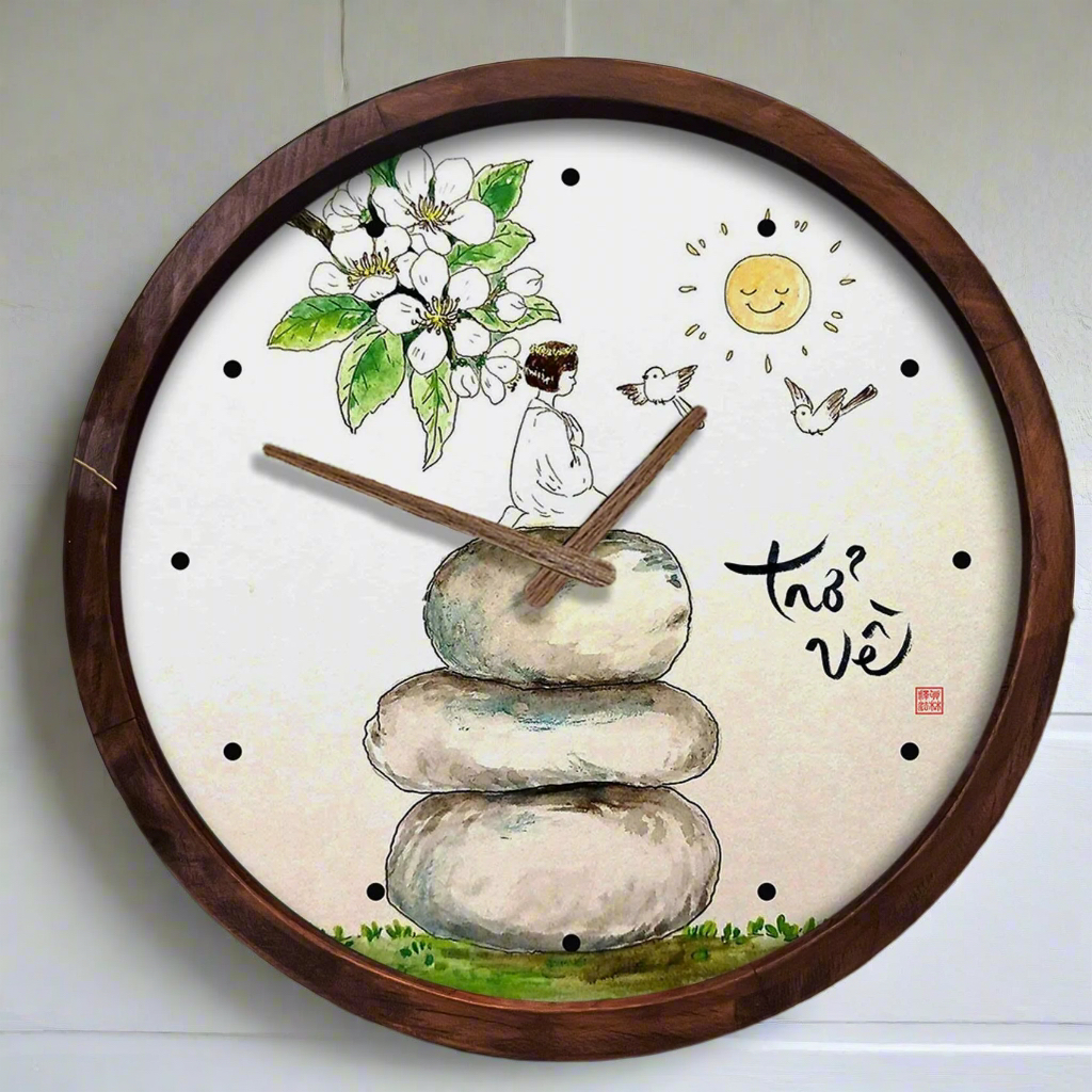 ĐỒNG HỒ - IN TRANH THƯ PHÁP TRÒN 30x30