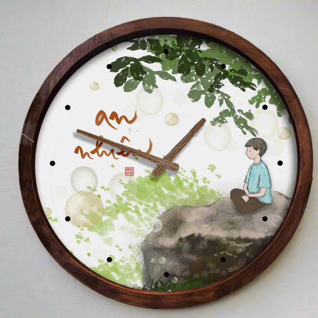 ĐỒNG HỒ - IN TRANH THƯ PHÁP TRÒN 30x30