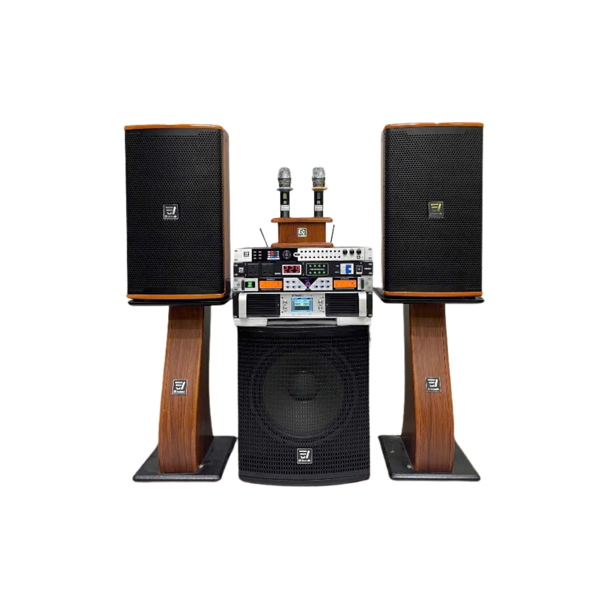 Bộ Dàn Karaoke EV ACOUSTIC P12S Cao Cấp – Loa Full Bass 30 Phủ Piano + Sub 40, Combo Đầy Đủ Đẩy 3 Kênh, Vang, Micro