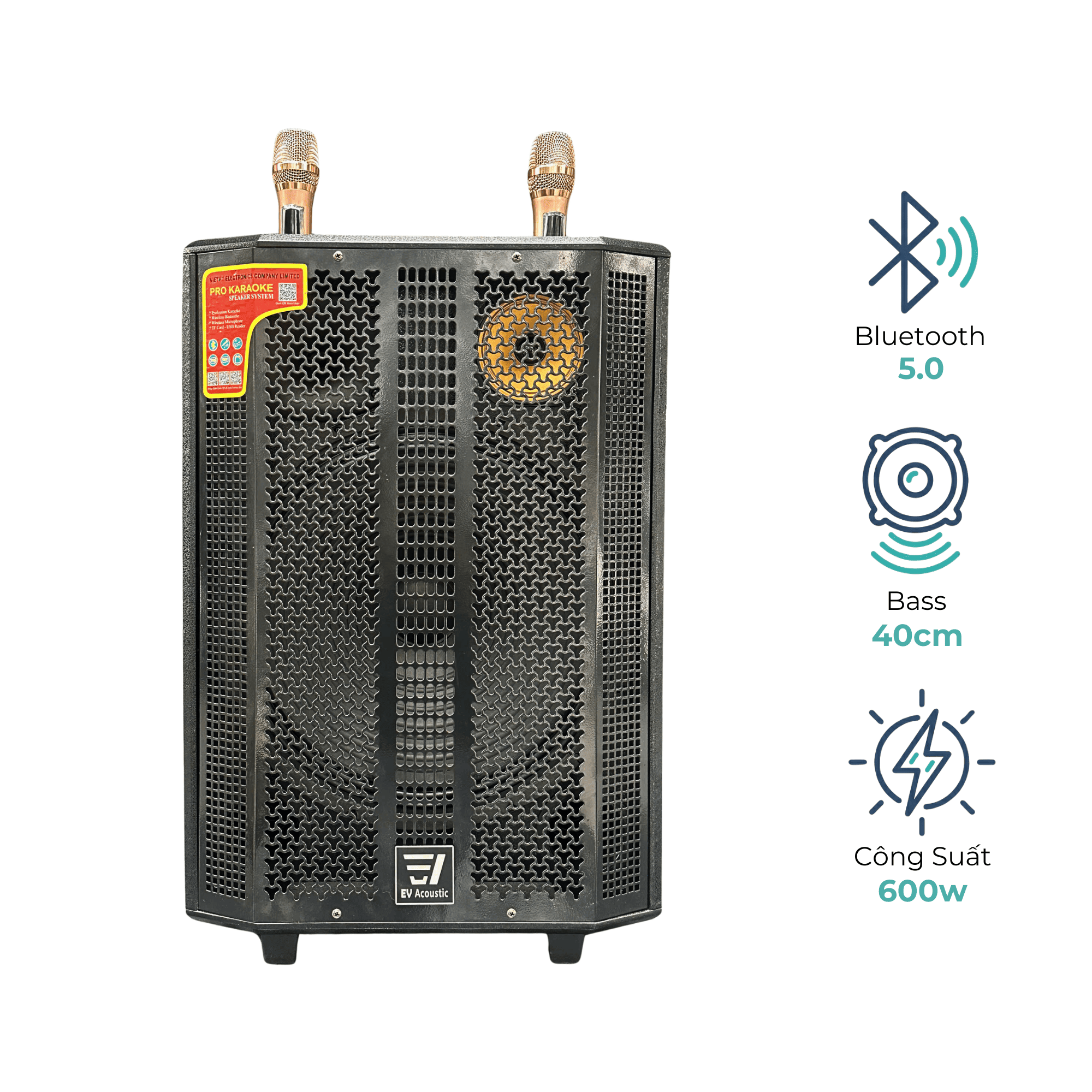 Loa Karaoke Xách Tay EV-419 EV Acoustic | Công Suất 600W | Bass 40cm