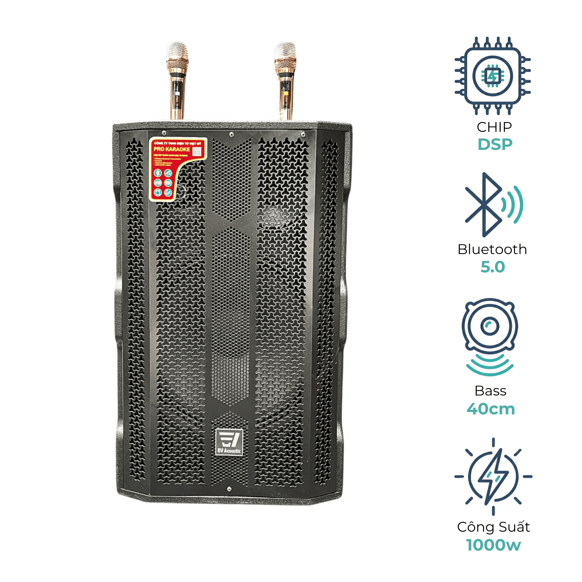 EV Acoustic | EV-488 | Loa Xách Tay Karaoke | Bass 40Cm | Công Suất 1200W