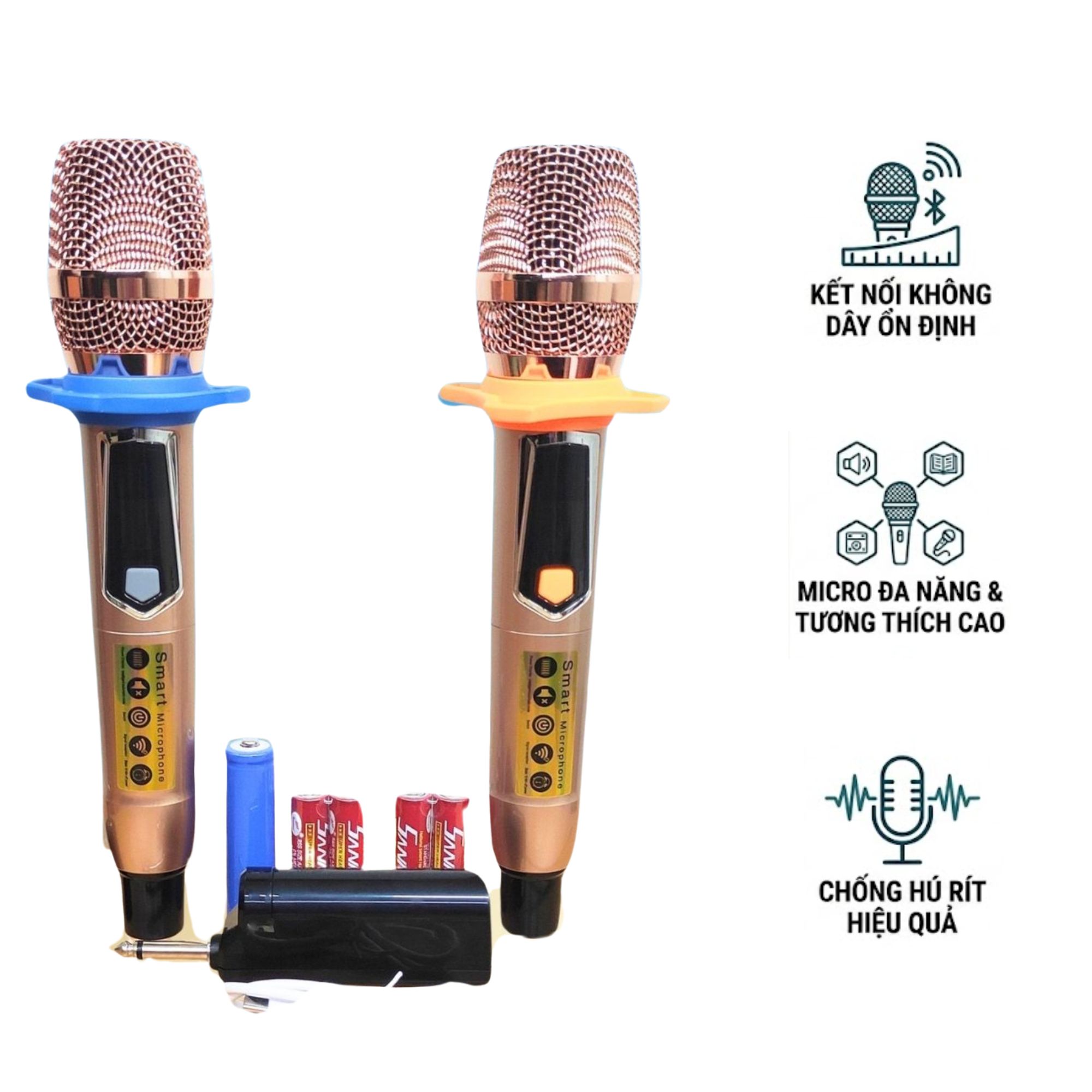 Micro Không Dây EV-550 | Vỏ Kim Loại Cao Cấp | Sóng Ổn Định | Hát Nhẹ Chống Hú | Micro Karaoke Đa Năng | EVACOUSTIC