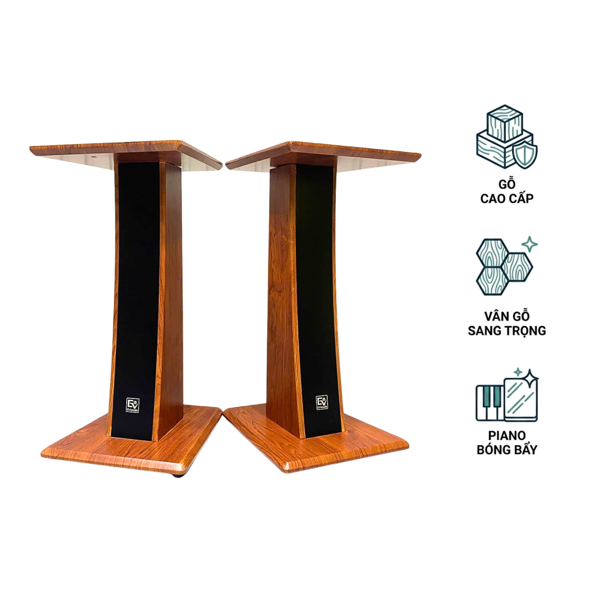Chân Để Loa CL5 | Kệ Loa Vân Gỗ Cao Cấp | Chống Rung Chống Trượt | Tăng Chất Âm | Trang Trí Phòng Khách | EVACOUSTIC