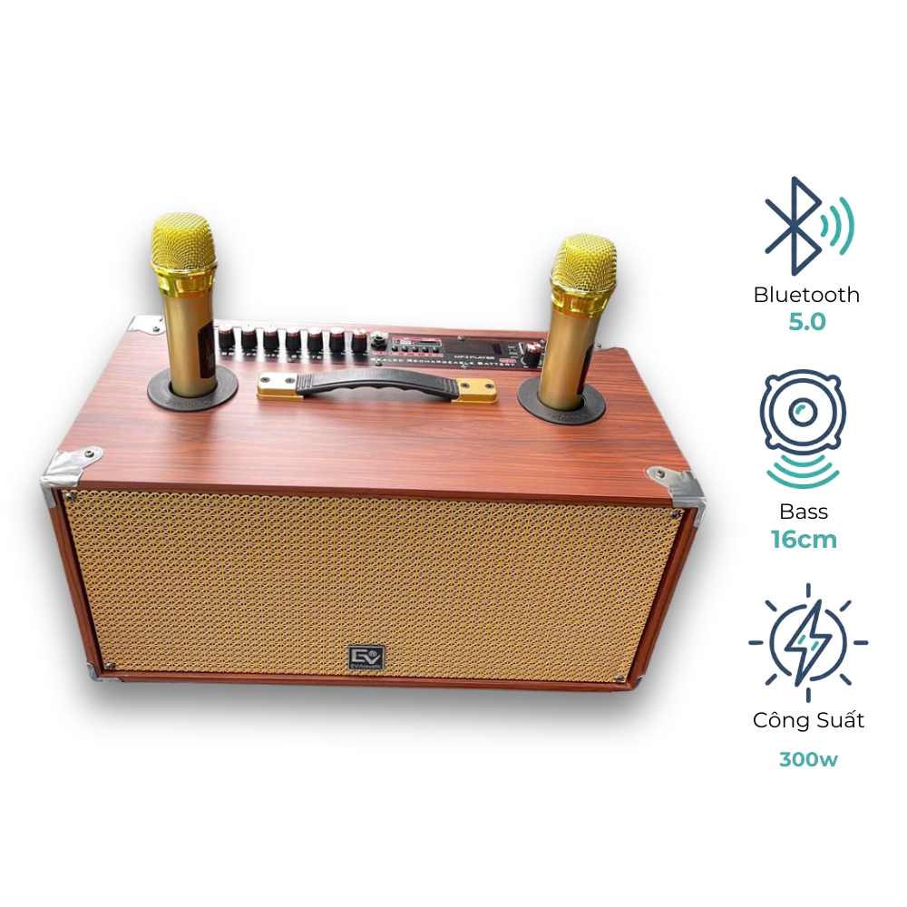 EV Acoustic | EV-268 | Loa Karaoke Xách Tay | 2 Bass 16 | Công Suất 300W