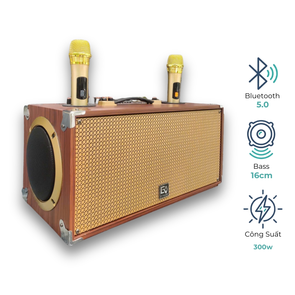 EV Acoustic | EV-268 | Loa Karaoke Xách Tay | 2 Bass 16 | Công Suất 300W