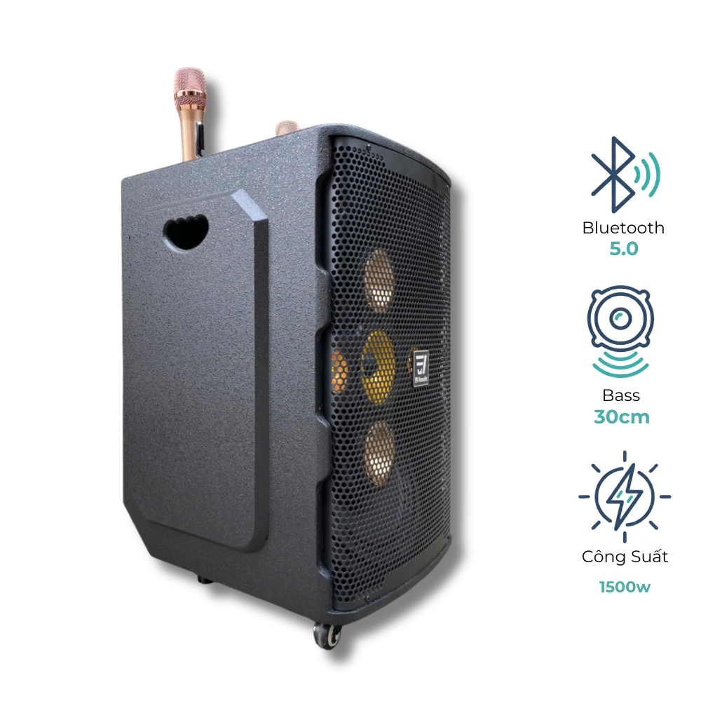 Loa Karaoke Xách Tay EV-733 EV ACOUSTIC Bass Đôi 30cm | Công Suất 1500W