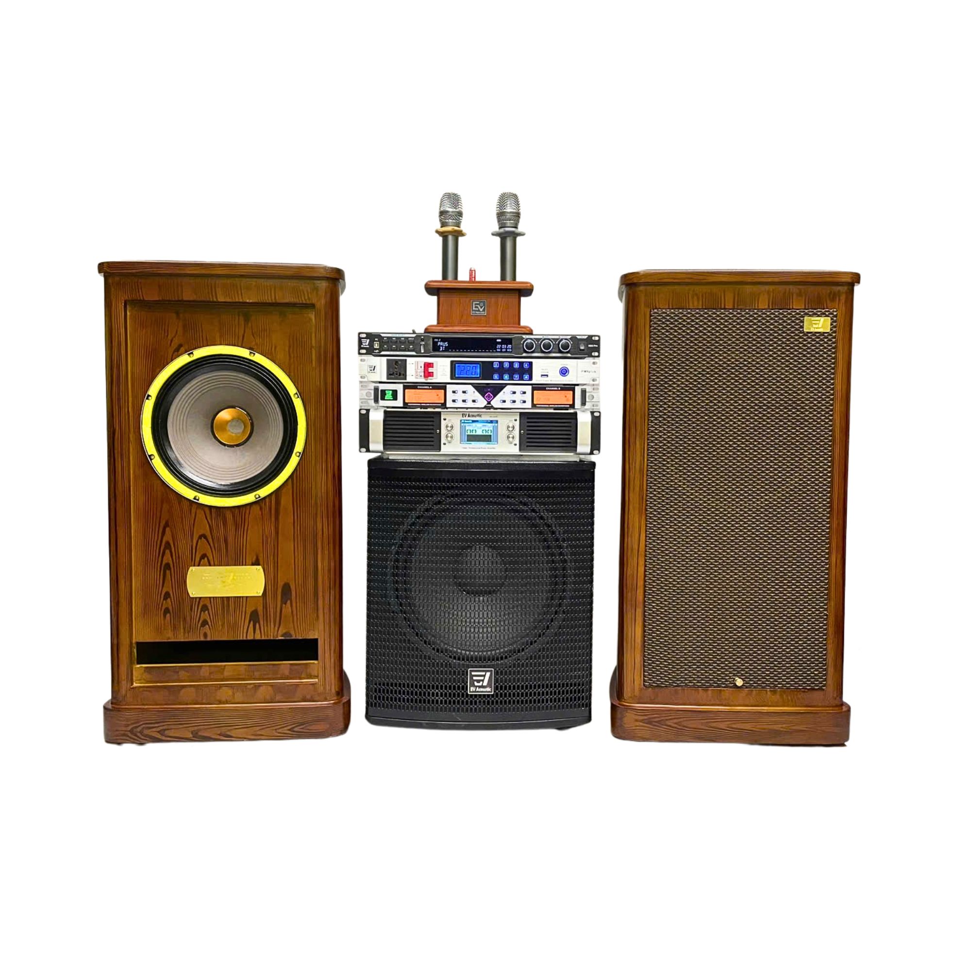 Bộ Dàn Âm Thanh EV ACOUSTIC H1 Poseidon – Loa Đồng Trục Cao Cấp Bass 30 + Sub Bass 40, Combo Karaoke & Nghe Nhạc Hi-End