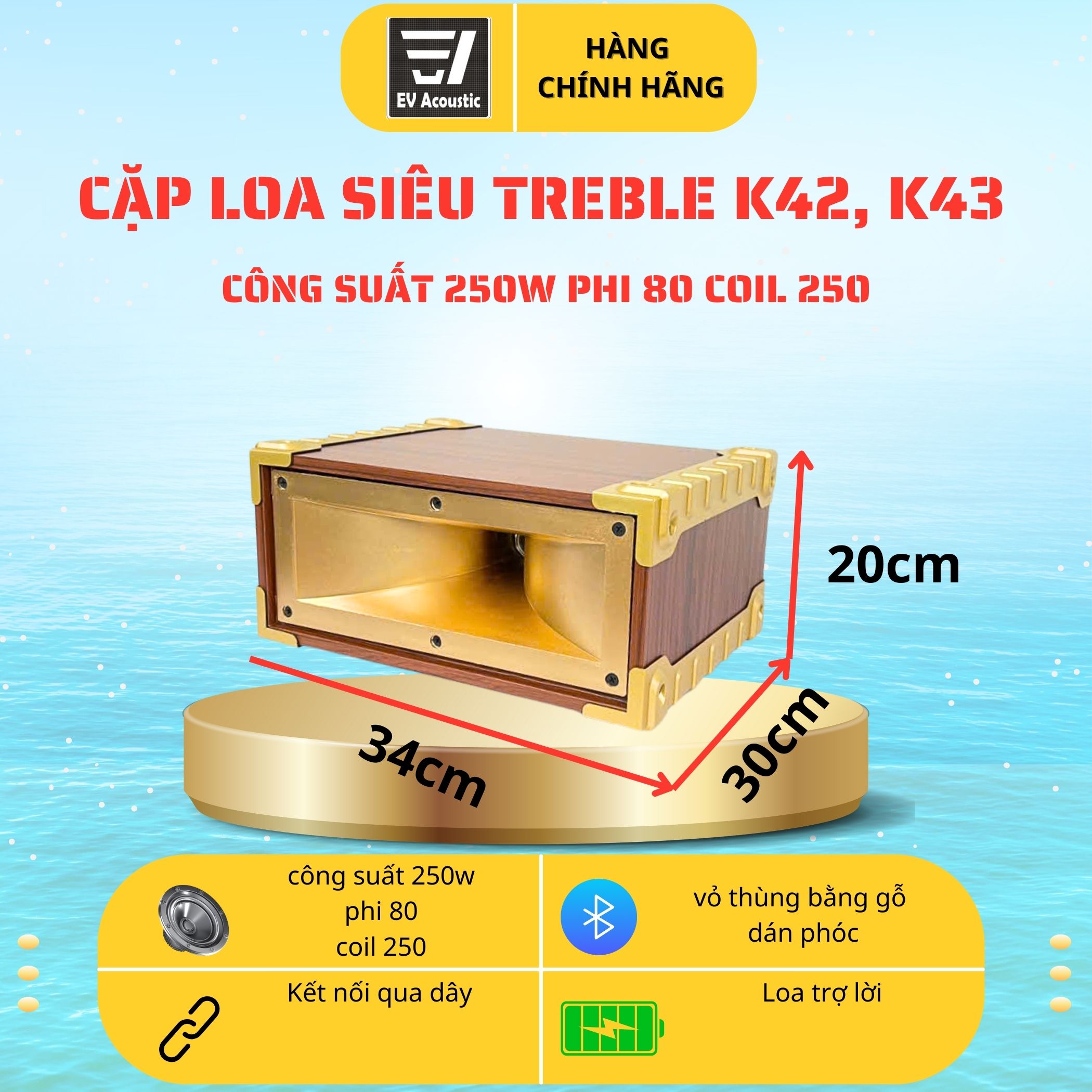 Cặp Loa Siêu Treble Kèn K43 K42 EV Acoustic | Treble Rời Từ 80 Coil 250 | Công Suất 250W | Treble Karaoke Sáng Rõ Cao Cấp