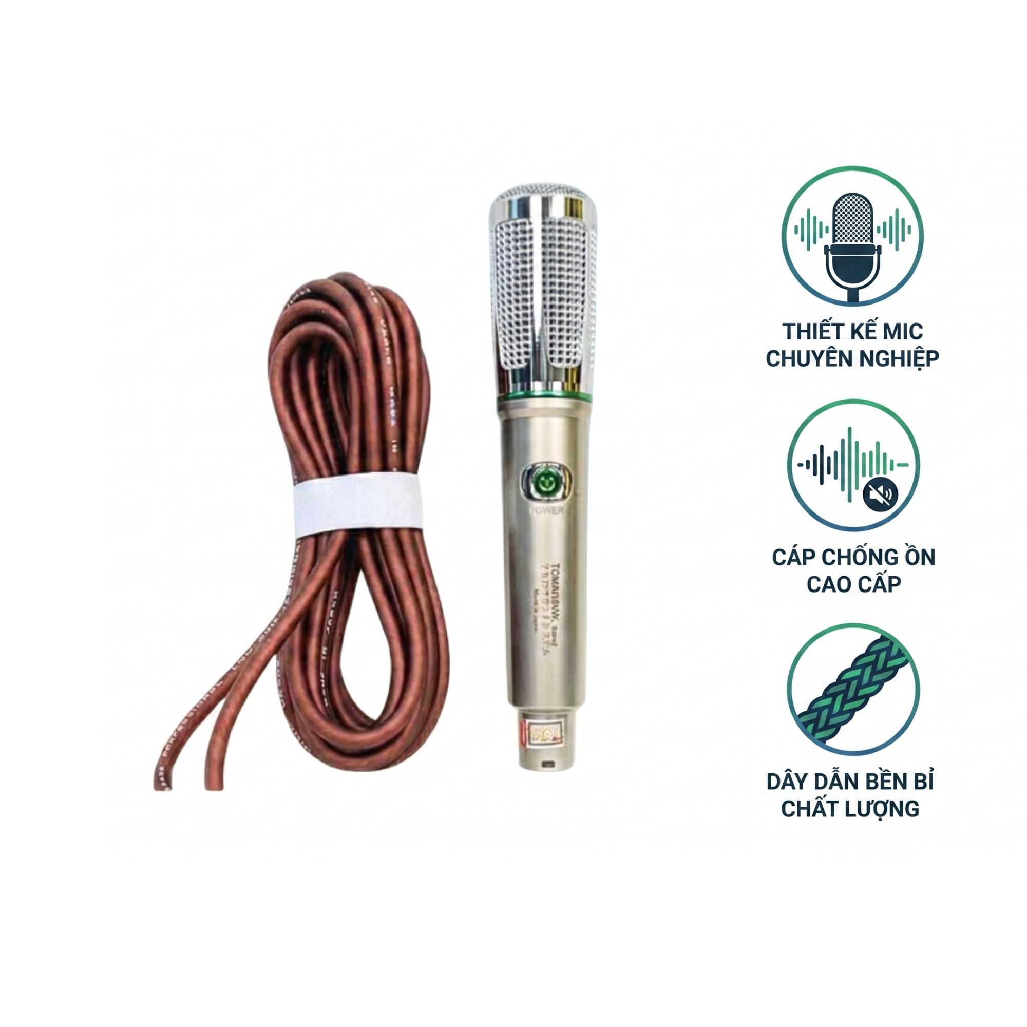Micro Có Dây Tomahawk Nhật Bản | Vỏ Thép Nguyên Khối | Củ Từ Neo | Bắt Tiếng Nhạy | Hát Karaoke Chống Hú Tốt