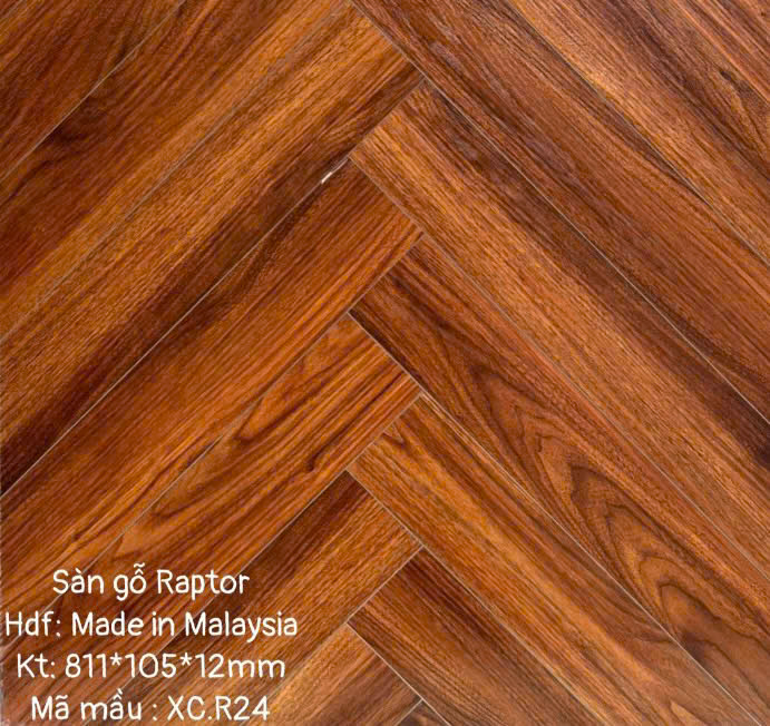Sàn gỗ Raptor R24 cốt xanh xương cá 12mm