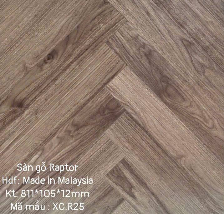 Sàn gỗ Raptor R25 cốt xanh xương cá 12mm