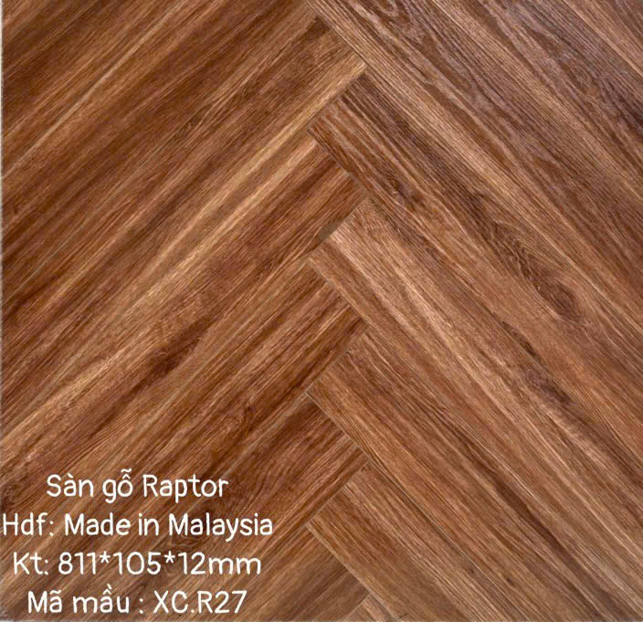 Sàn gỗ Raptor R27 cốt xanh xương cá 12mm