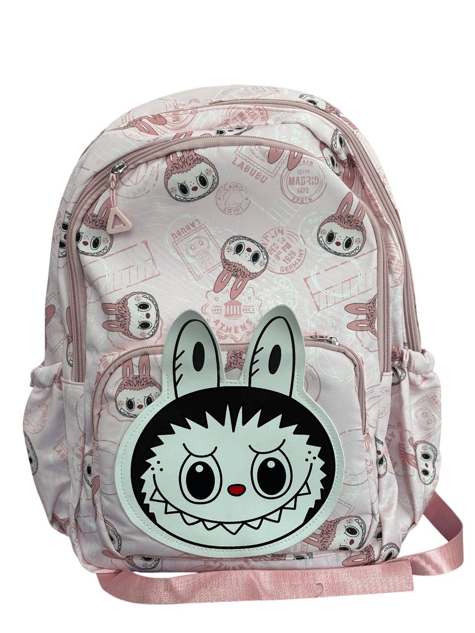 Balo học sinh dễ thương phong cách labubu màu hồng