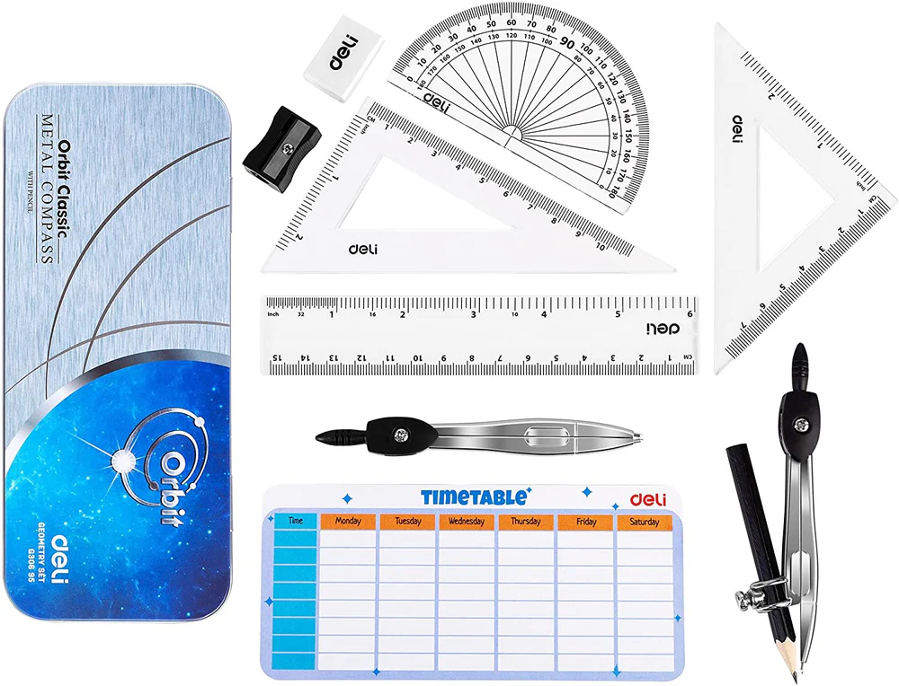 BỘ DỤNG CỤ HỌC TẬP, COMPA DELI G306 95 (COMPA ĐẦU BÚT CHÌ)