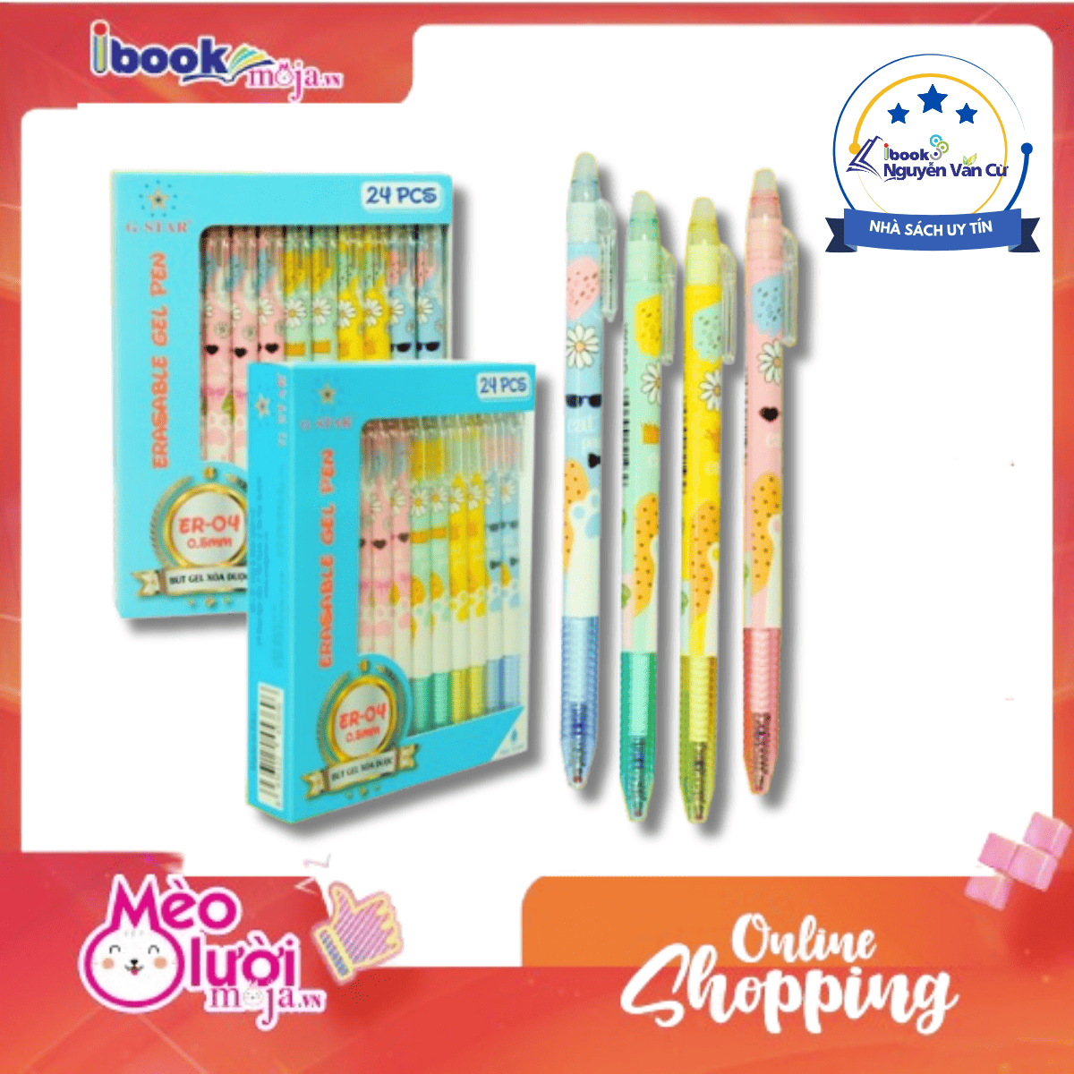 Bút Gel Xóa Được ER-04 G-STAR Mực Xanh – Viết Mượt, Xóa Sạch, Không Lem