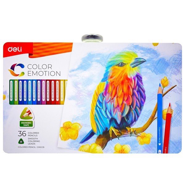 BÚT CHÌ MÀU DELI COLOR EMOTION HỘP THIẾC 36 MÀU