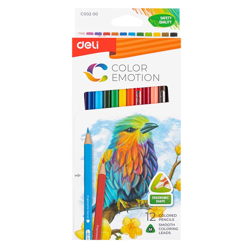 BÚT CHÌ MÀU DELI COLOR EMOTION HỘP GIẤY 12 MÀU