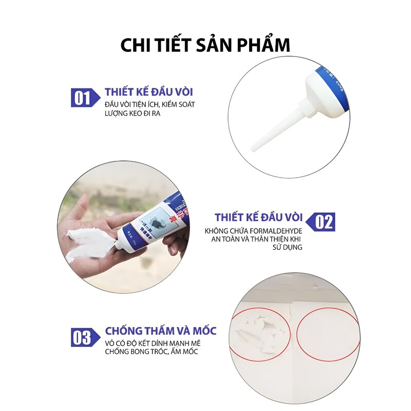 Keo Trám Vá Tường LKB 250g - Xử Lý Vết Nứt, Bong Tróc & Ẩm Mốc Tức Thì