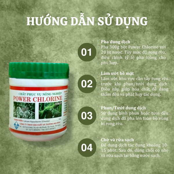 Bột Tẩy Rong Rêu Power Chlorine – Giải pháp làm sạch rong rêu, nấm mốc chuyên dụng