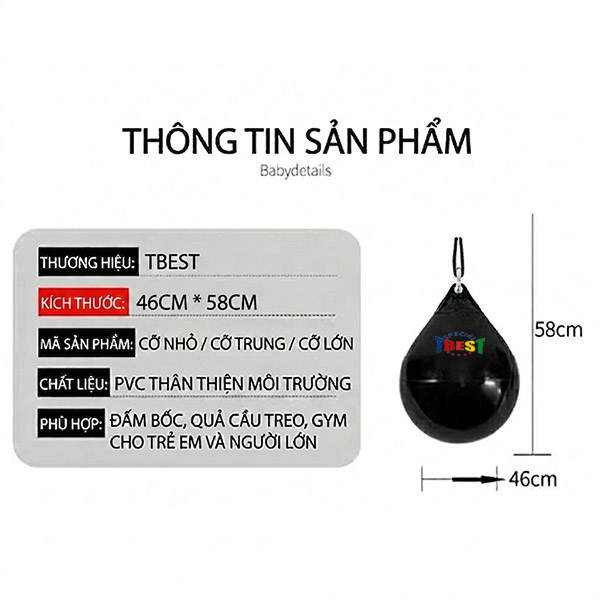 Bóng Đấm Nước Boxing TBEST – Bao Đấm Nước Cao Cấp, Chân Thực