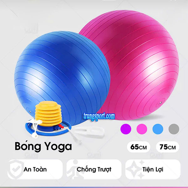 Bóng Tập Yoga Giá Rẻ 55cm 65cm 75cm Cao Cấp, Chống Trượt