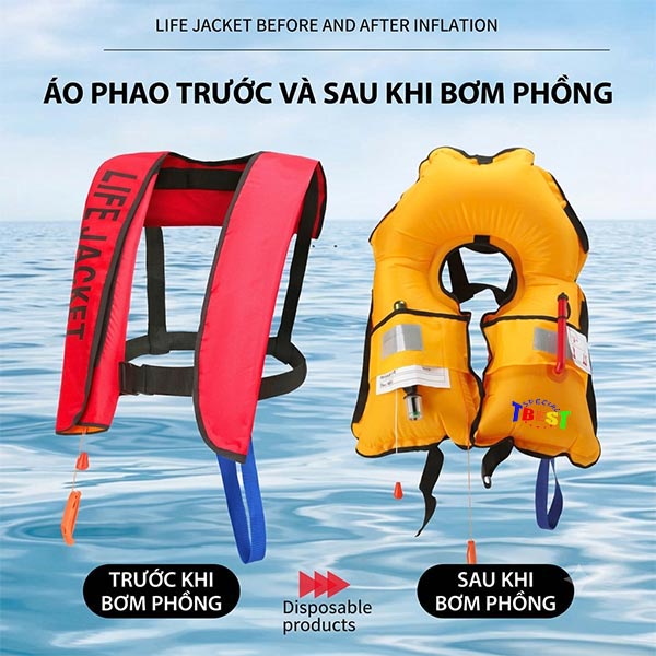 Áo Phao Cứu Sinh Giật Dây Bơm Hơi | Áo Phao CO₂ An Toàn Cao Cấp