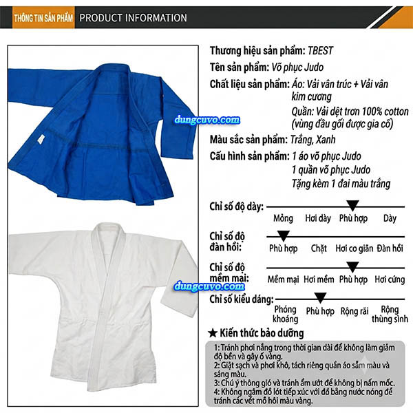 Võ Phục Judo Vải Gai TBEST Giá Rẻ – Bền Bỉ & Tặng Kèm Đai Trắng