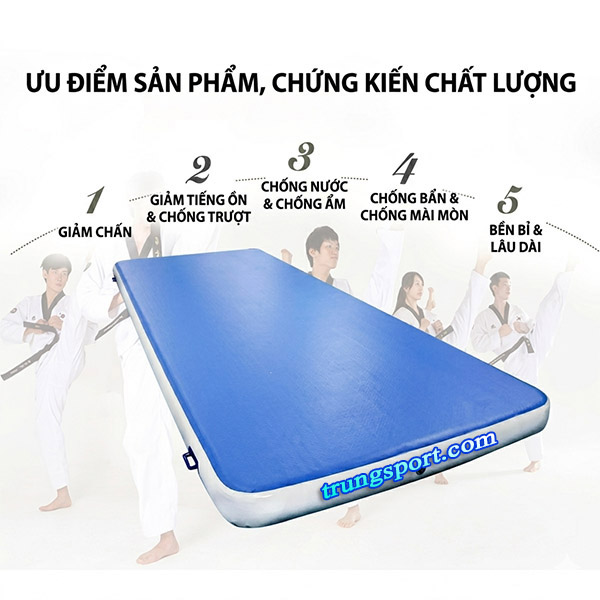 Thảm Bơm Hơi Tập Nhào Lộn – Air Track Gymnastics Tặng Kèm Bơm Điện