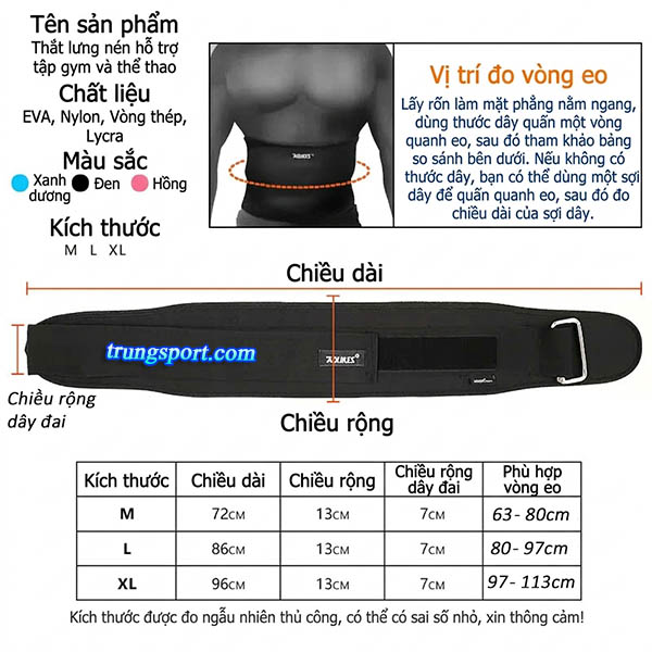 Đai Lưng Mềm Tập Gym Aolikes A-1698 – Bảo Vệ Cột Sống, Trợ Lực Gánh Tạ